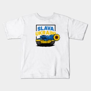 Slava Ukraini Color Tank With Sunflower Kids T-Shirt